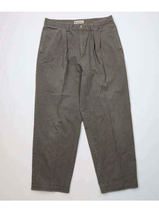 Vintage Other - Vtg 90s Streetwear Mens 34x29 Faded Relaxed Fit Pleated Chino Pants Green Cotton